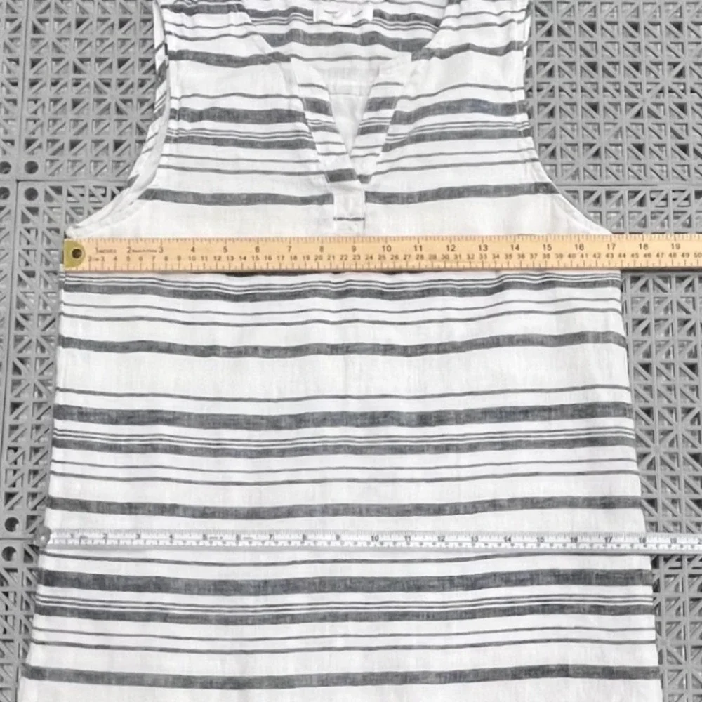 BeachLunchLounge Striped Shift Dress Womens XS White Navy Linen Blend Coastal - Picture 9 of 11